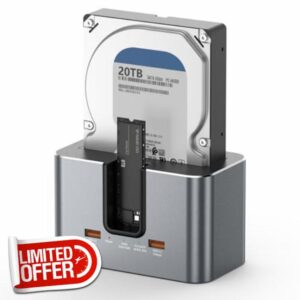 2-Bay Hard Drive Enclosure for 2.5 & 3.5 inch SATA HDD/SSD and M.2 NVMe SSD