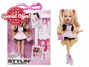Bratz Stylin’ Birthdayz Fashion Doll - Cloe with Adult Unisex XL T-Shirt | Pink Layered Party Outfit