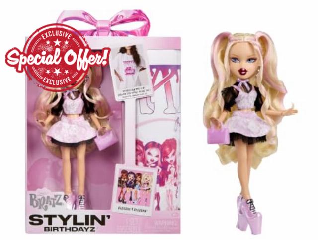 Bratz Stylin’ Birthdayz Fashion Doll - Cloe with Adult Unisex XL T-Shirt | Pink Layered Party Outfit