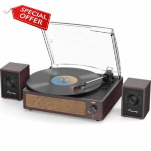 Trynnay Record Player with Passive Bookshelf Speakers