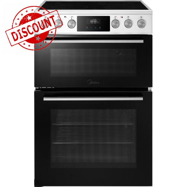 Midea MFO24EME4R118-WH 60cm Wide Double Oven Electric Cooker with Ceramic Hob - White - A Rated           [Energy Class A]