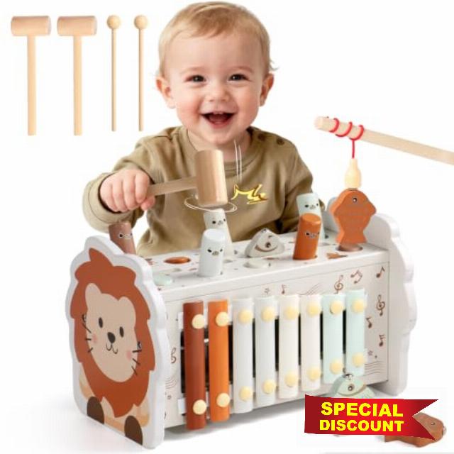 Fajiabao Montessori Wooden Toys for 1 Year Old Boys