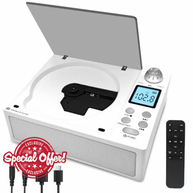 Tragbarer CD-Player mit Bluetooth 5.3 Sender & Empfänger