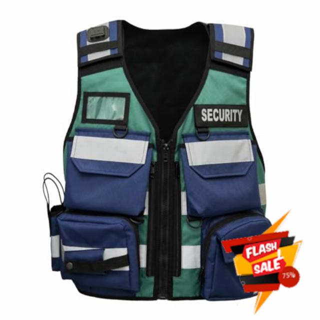 RAC3 Reflective Security Vest with Pockets - Adjustable Small to 5XL - High Visibility Security Guard & Worker Ves