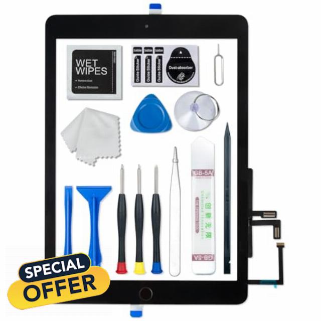 iPad 6 (6th Generation) A1893 A1954 Replacement Touch Glass Replacement for 6th Generation 9.7 Inch 2018 Full Repair Kits with Home Butto