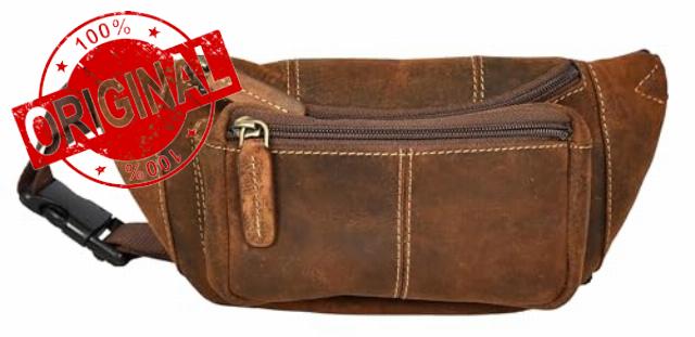 Genuine Leather Waist Bum Bag Compact Travel Organiser Pouch Turner (Oil Tan)