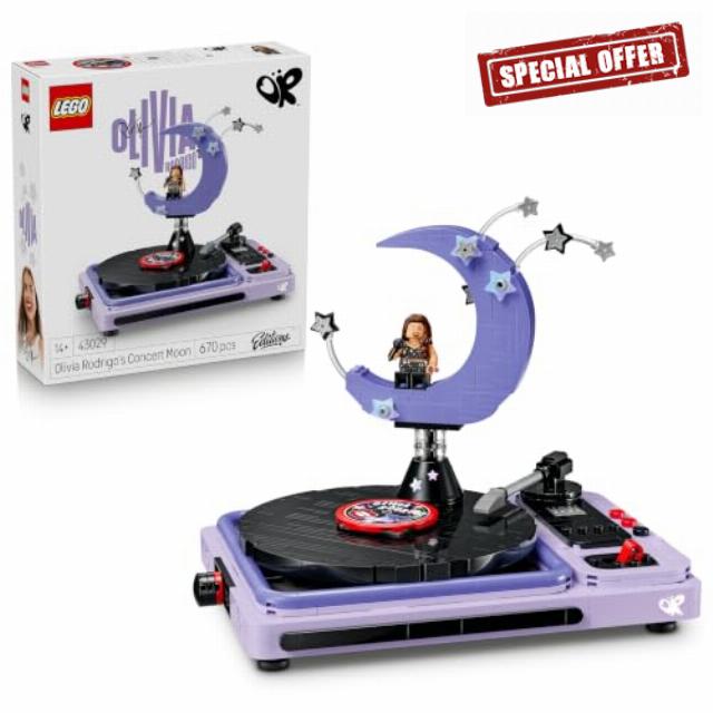 LEGO Editions Olivia Rodrigo's Concert Moon - Record Player Model Kit w/Vinyl & Minifigure - Kids' Room Decor - Music Gift for 14+ Year Old Teenage Girls