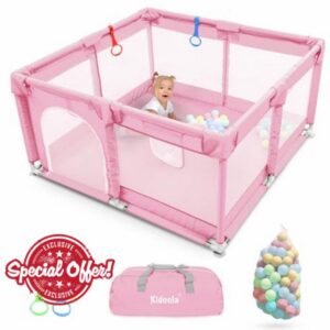 Kidoola Baby Playpen with Padded Frame & Mesh Walls