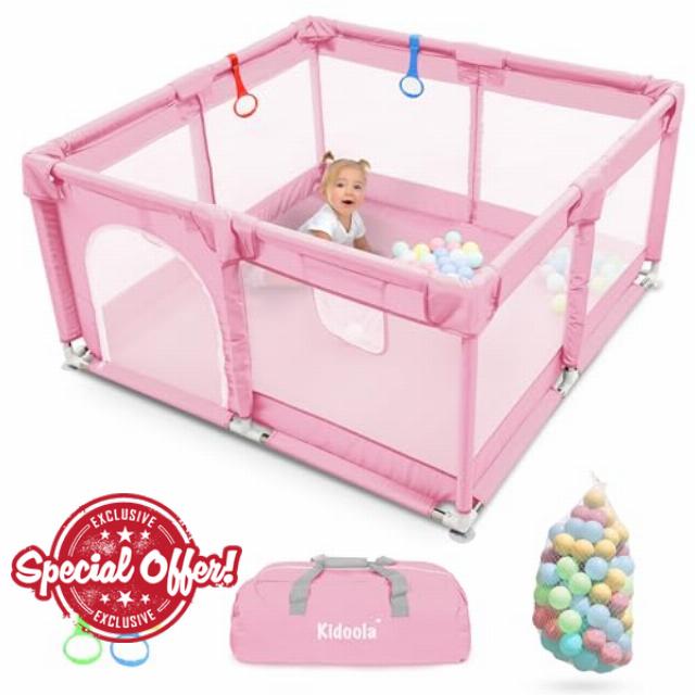 Kidoola Baby Playpen with Padded Frame & Mesh Walls