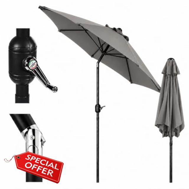 Alfresia 2m Garden Parasol with Crank Handle & Tilt Function