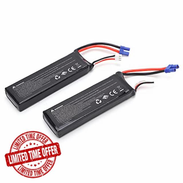 2pcs 7.4V 2700mAh LiPo Battery for H501 RC Drone - Rechargeable with EC2 Outpu