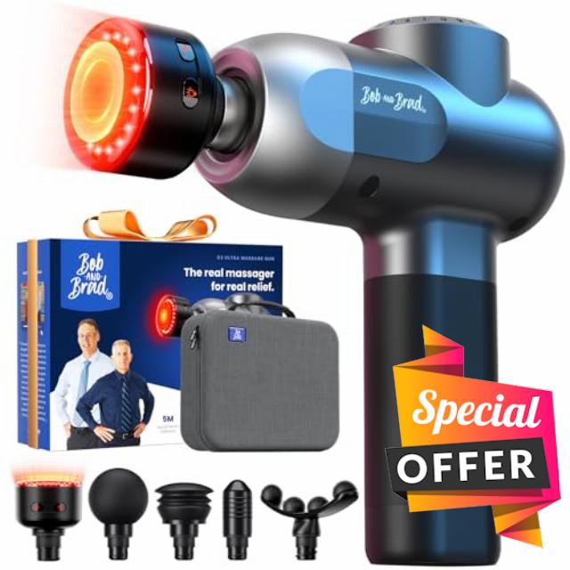 BOB AND BRAD C2 Ultra Massage Gun with Heat and Red LED Therapy Head