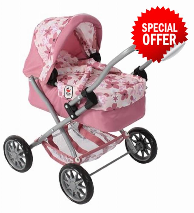 Bayer Chic 2000 Smarty Doll's Pram with Carry Bag from 2 Years | Compact doll buggy for toddlers. Includes soft carry bag