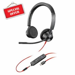 Poly Blackwire 3325 Wired Headset – Flexible Microphone Boom – Hi-fi Stereo - PC/Mac/Mobile - Certified for Microsoft Teams (Renewed)