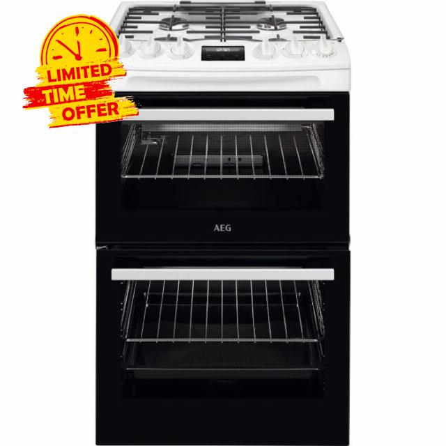 CGX1130ACW 550mm Double Gas Cooker 4-Burner Gas Hob White           [Energy Class A]