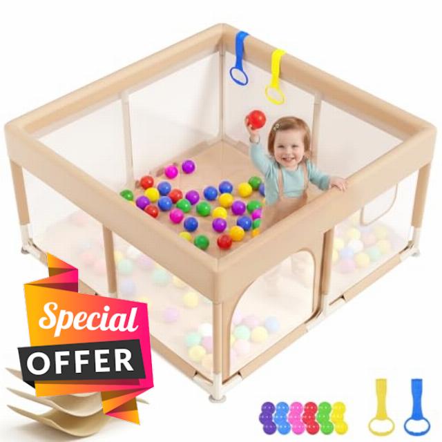 Dripex Baby Playpen with Built-in Soft Mat