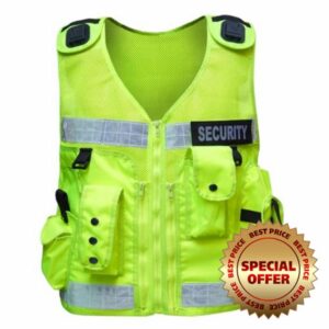 RAC3 Reflective Security Vest with Pockets - Adjustable Small to 5XL - High Visibility Security Guard & Worker Ves