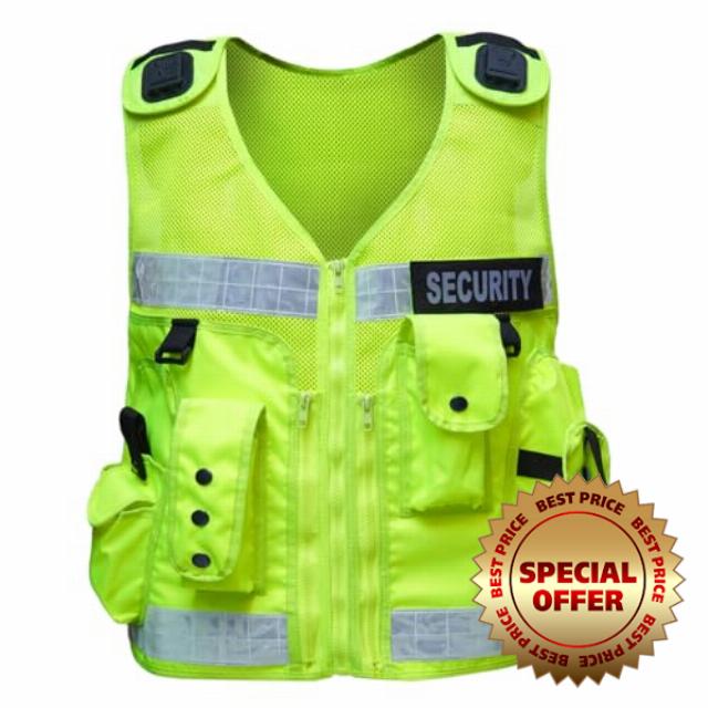 RAC3 Reflective Security Vest with Pockets - Adjustable Small to 5XL - High Visibility Security Guard & Worker Ves