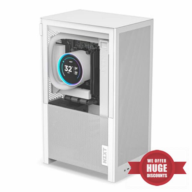 NZXT H2 Flow - Mini-ITX 20.7L Airflow PC Case - White | Compact 20.7L Mini-ITX case with 2 included 120mm top fans and PCIe 5.0 riser. Small-form-factor airflow done right.