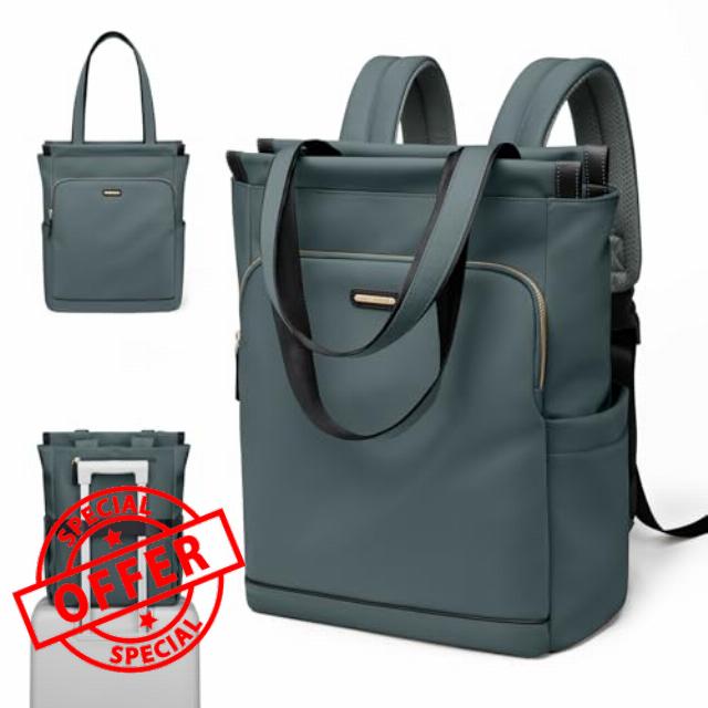 GOLF SUPAGS Convertible Computers Backpack for Women Casual Daypack Notebook Tote Bag for Work College Travel Leisure (Atrovirens)