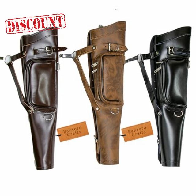 20 Inch Leather Archery Quiver – Handmade Cowhide Arrow Holder with Adjustable Strap