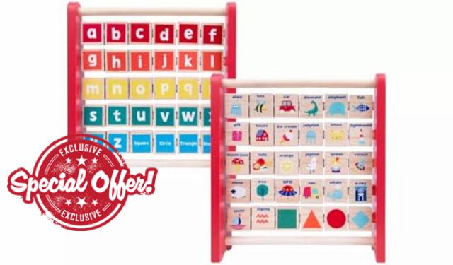 AIDNI Wooden Alphabet Abacus | Letters & Pictures