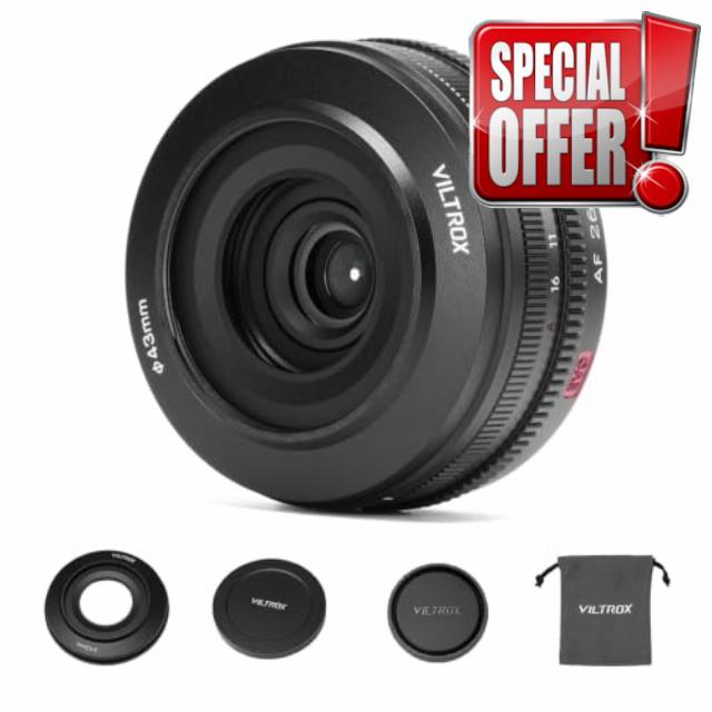 VILTROX AF 26mm F2.8 EVO FE Full-Frame Prime Lens for Sony E-Mount Cameras | Compact Pancake Lens with Independent Aperture & Focus Rings