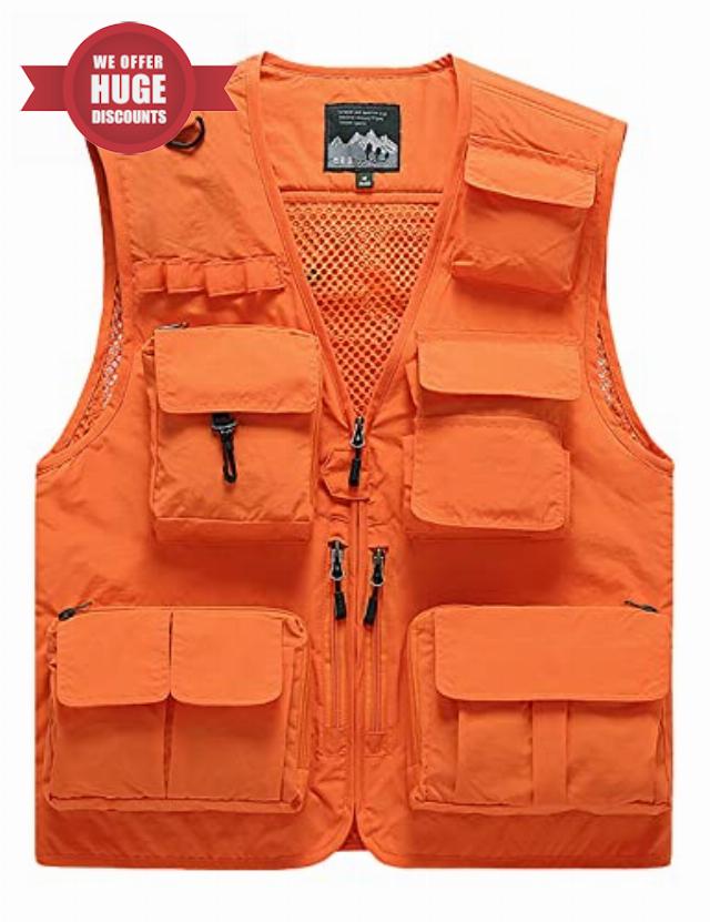 Sukany Men's Leisure Outdoor Work Safari Fishing Travel Cargo Vest Jacket Photo Mesh Waistcoat Multi Pockets