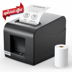 MUNBYN POS P072 80mm USB Receipt Printer Support Cash Drawer