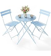 3-Piece Folding Patio Bistro Set for Outdoor, Lightweight Rustproof Metal Table & 2 Chairs, Balco...