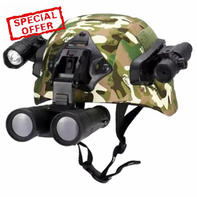 Ballistic Helmet Lightweight Kids with Telescope Flashlight for Airsoft Cosplay Army Costume