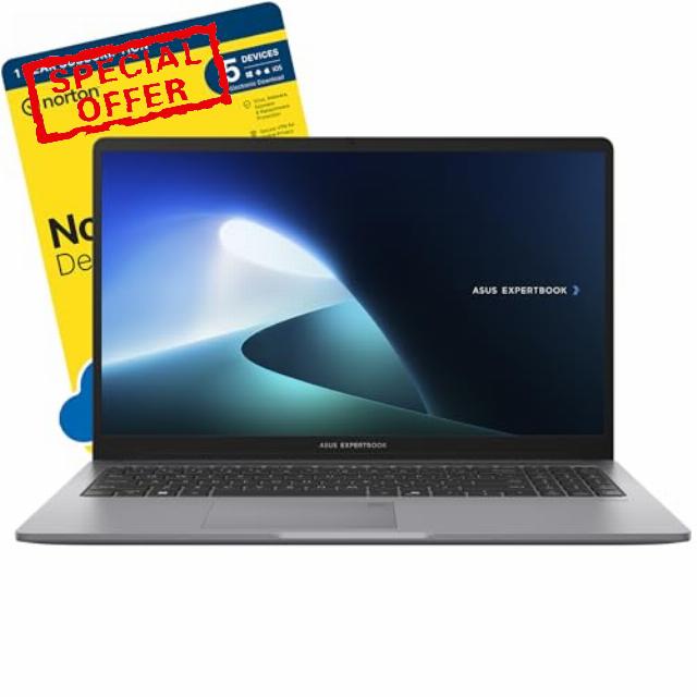 ASUS ExpertBook P1 Intel Core 5 210H 32 GB DDR5 RAM 1 TB SSD 15.6" Full HD Wi-Fi 6 Windows 11 Pro includes FREE Norton 360 Deluxe