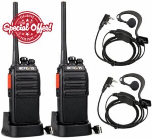 Retevis RT24 Walkie Talkie PMR446 License-free Professional Two Way Radio 16 Channels Walkie Talkies Scan TOT with USB Charger and Earpieces