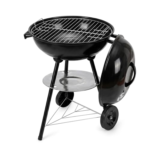 17" Kettle Charcoal BBQ Grill with Wheels & Lid