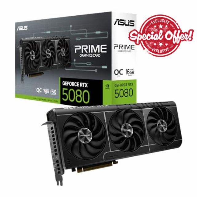 ASUS Prime GeForce RTX 5080 EVO 16GB GDDR7 OC Edition Gaming Graphics Card (Nvidia GeForce RTX5080