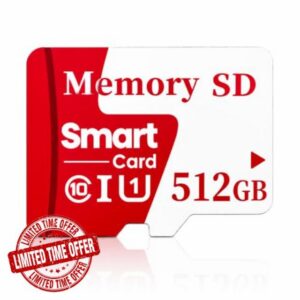 512GB Micro SD Card Class 10 Memory Card with TF Adapter Speed Memory Card for Tablet/Camera/Drone/PC/TV
