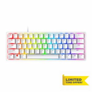 Razer Huntsman Mini 60% Gaming Keyboard: Clicky Optical Switches - Rapid Trigger Mode - Chroma RGB Lighting - PBT Keycaps - Onboard Memory - Snap Tap - White (Renewed)