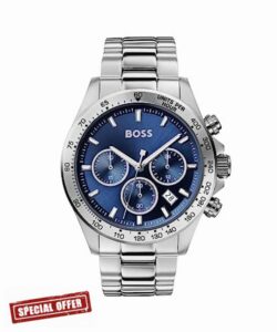 BOSS Men's 43 mm Chronograph Quartz Watch Hero Collection with Stainless Steel Bracelet Link or Mesh