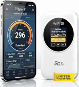 5G/4G Mobile WiFi Portable Router， Unlocked SIM Card Slot