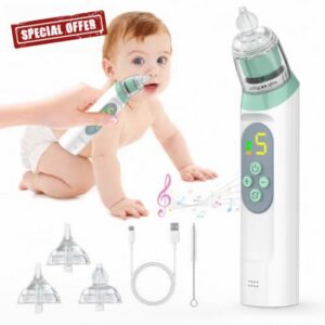 Nasal Aspirator Baby with Soothing Music & Light - Electric Rechargeable Nose Suckers Cleaner for Toddler and Children