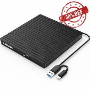 External CD DVD Drive for Laptop USB 3.0 Type-C Slim Portable CD DVD Disc Player Writer Reader Burner