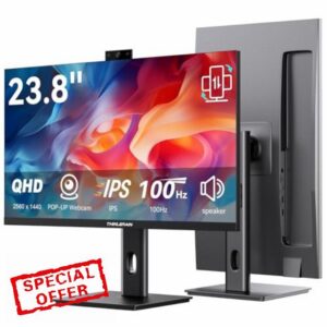 23.8 Inch Monitor with Pop-Up Webcam - 2K 2560 x 1440 IPS Computer Monitor