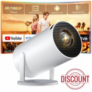 Salange HY300Pro Mini Projector for Bedroom 2026 | Android 14 Portable Projector with WiFi 6 Bluetooth 5.4