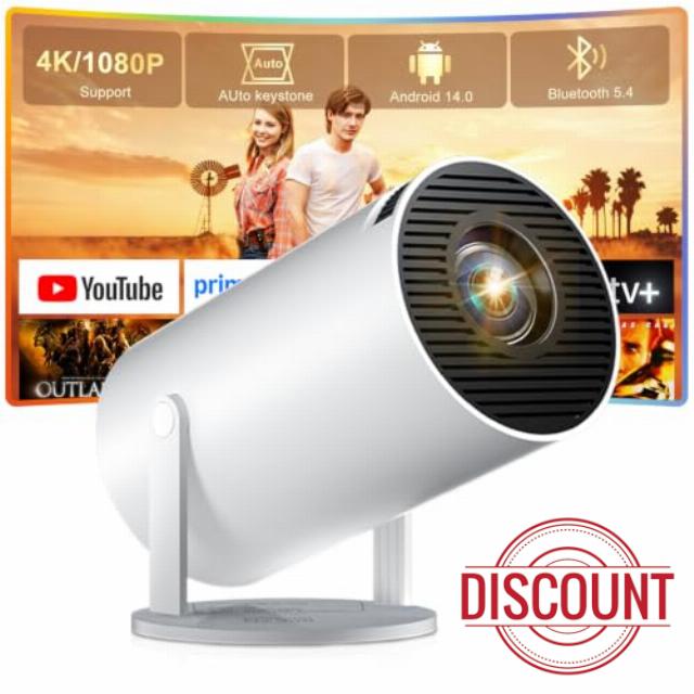 Salange HY300Pro Mini Projector for Bedroom 2026 | Android 14 Portable Projector with WiFi 6 Bluetooth 5.4