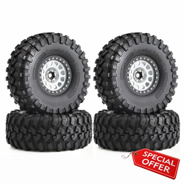 For Axial For SCX10 For Wraith RR10 For Capra For Traxxas YK4082 YK4083 1/10 4Pcs 130mm Metal 2.2" Beadlock Wheel Rim Tire RC Crawler Rc Wheel Rim Tires