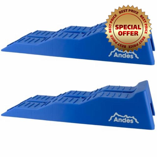Andes Caravan Levelling Ramps 2 Pack – Heavy Duty 5 Ton Wheel Leveller with Anti-Slip Grooves