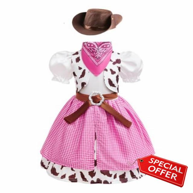 Lito Angels Cowgirl Costume Outfit Fancy Dress Up Set with Bandana and Hat for Baby Little Kids Girls