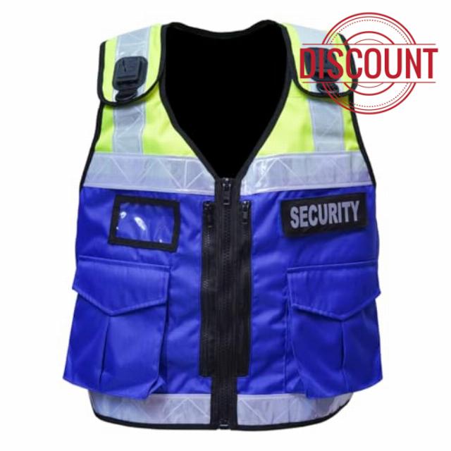 RAC3 Reflective Security Vest with Pockets - Adjustable Small to 5XL - High Visibility Security Guard & Worker Ves