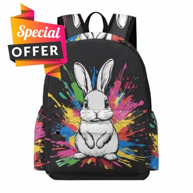Students Animal Bunny Daypack Boys Girls Secondary School Age 11-16 Stylish Durable Rabbit Design Bookbag for Outdoor Use Outdoor Gift
