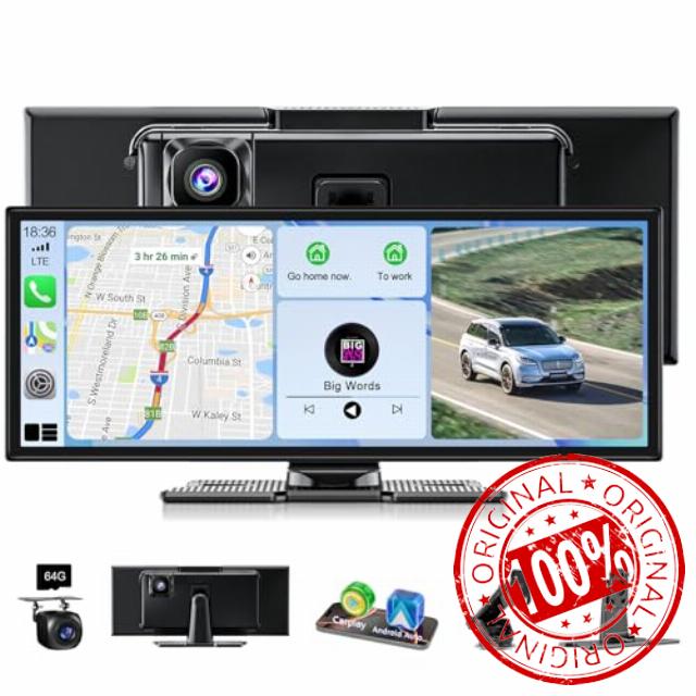 11" Car Play Screen with Dash Cam Front Rear 2.5K+1080P